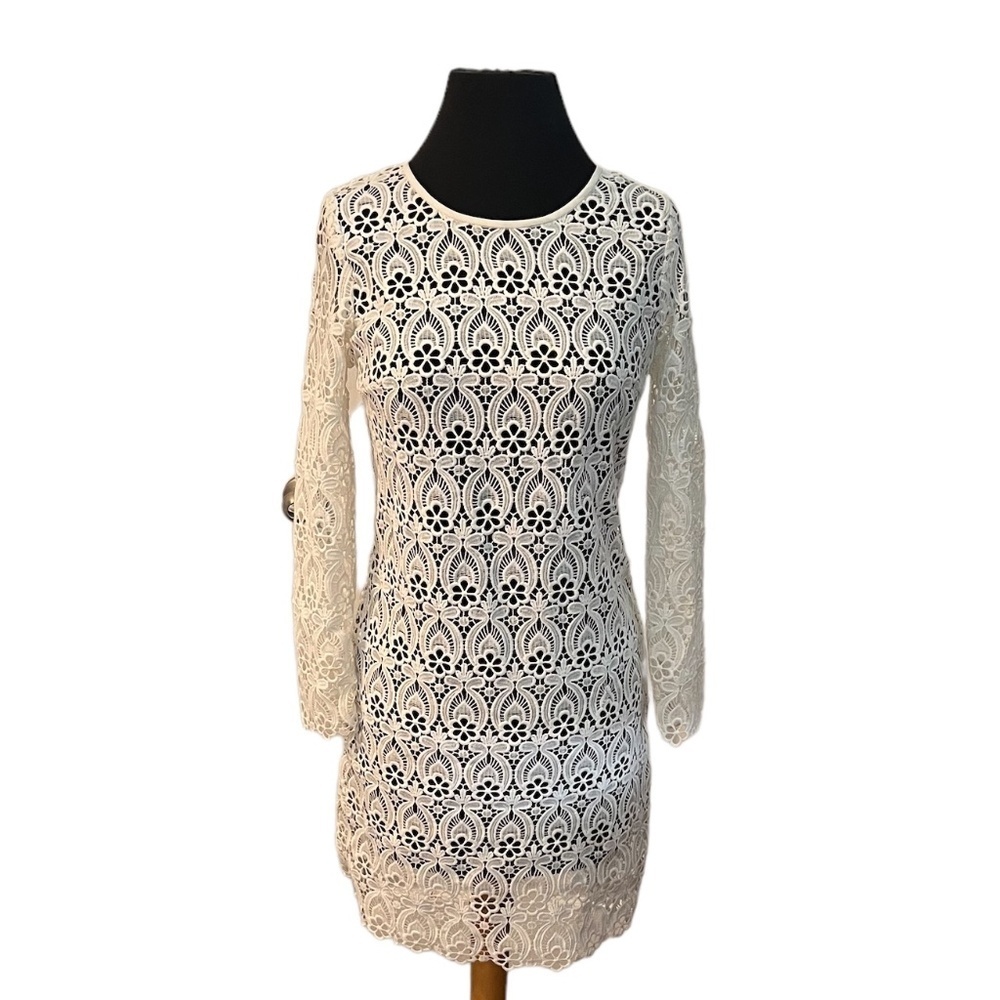 Club Monaco Women's‎ Long Sleeve White Fitted Sheath Dress, Size 0 - Picture 2 of 10